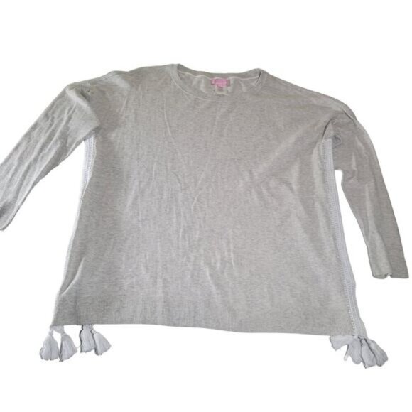 Lily Pulitzer 3/4 Sleeve Pullover Crochet Edge Tassel Oversize Sweater Size L - Picture 1 of 9